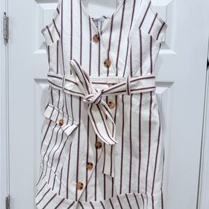 10 Crosby Derek Lam Blue and Red Buttoned Midi Dress